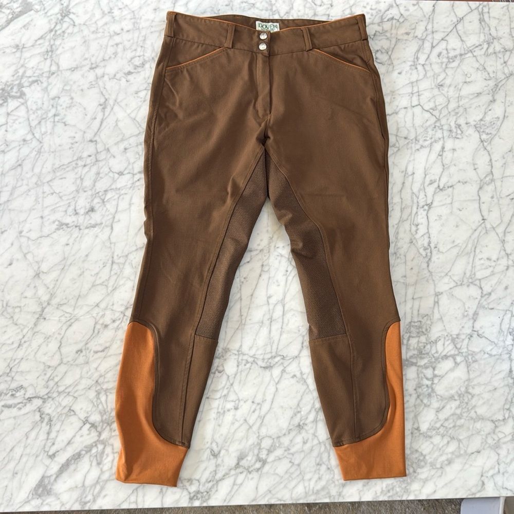 Dover Saddlery Wellesley Classic Piped Knee-Patch Breech Sepia/Pecan Women's 32